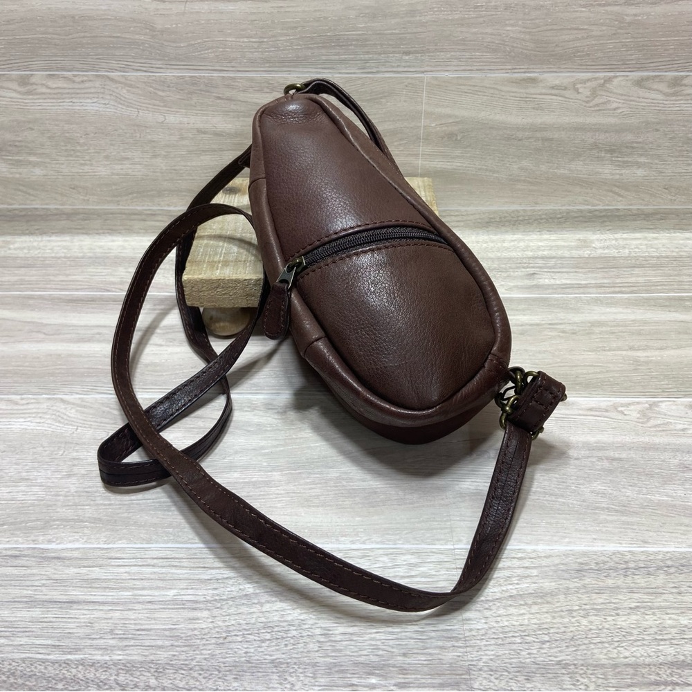 VTG L.L. BEAN / Ameri bag Brown Leather Mini Purse Crossbody Wristlet